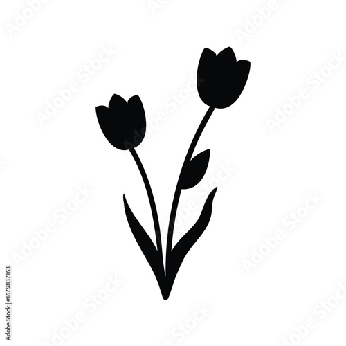 Wallpaper Mural Simple Silhouette of Two Blooming Tulips on a Long Stem Design Torontodigital.ca