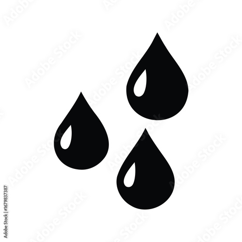 Wallpaper Mural Three Bold Black Water Drops on White Background in Vector Format Torontodigital.ca