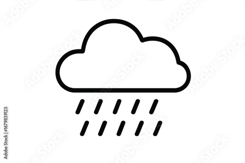 Minimalist linear rain cloud icon vector, weather symbol for web and graphic design, app interface, social media, banners, greeting cards, forecast cartoon illustration transparent background