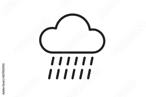 Minimal Rain Cloud Outline Icon Vector. Weather, precipitation, rainfall, storm, meteorology concept. Modern minimalistic black line symbol for web, app, banner, social media, card, graphic resource.