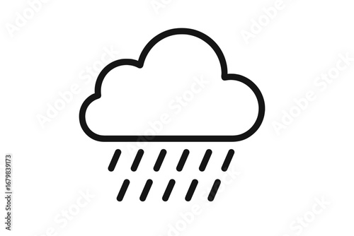 Minimalistic outline rain cloud icon for web graphic design, weather apps, banners, social media, cards, meteorology, climate forecast, precipitation symbol, vector isolated illustration