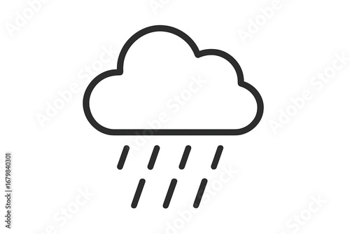 Rain cloud icon. Simple weather pictogram. Minimalist linear graphic for web design and apps. Vector symbol of rain, storm, forecast. Meteorology sign. Outline illustration.
