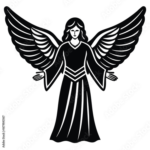 easter angel outline vector illustration