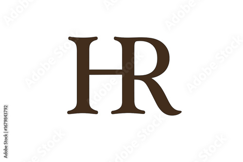 HR monogram logo design with serif letters H and R. Luxury initial for business identity, branding, fashion or wedding. Classic Human Resources symbol vector illustration.