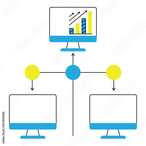 Artificial Intelligence Remote Working Digital Network vector Icon