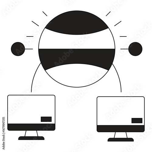 AI Global Network Remote Collaboration Vector Icon