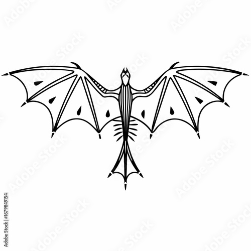 Silhouette icon of a flying dragon