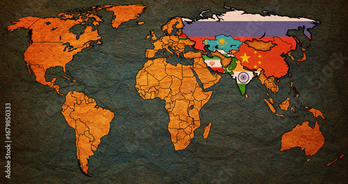 Shanghai Cooperation Organisation territory on world map