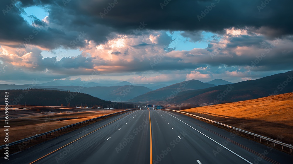 Fototapeta premium sunset over the road