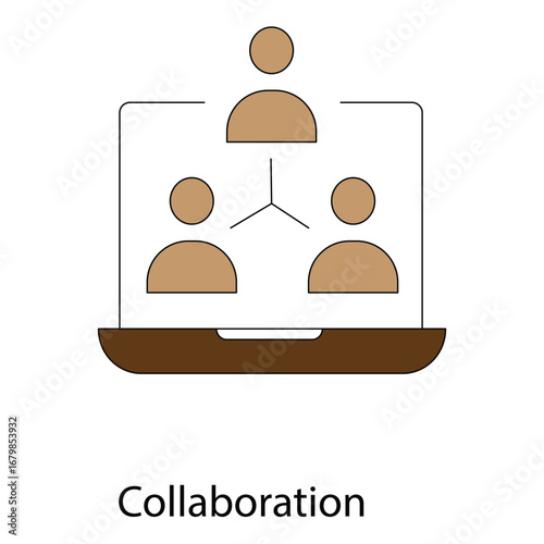 Remote Working AI Collaboration Online Meeting vector Icon