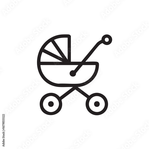  A simple line drawing of a baby carriage.