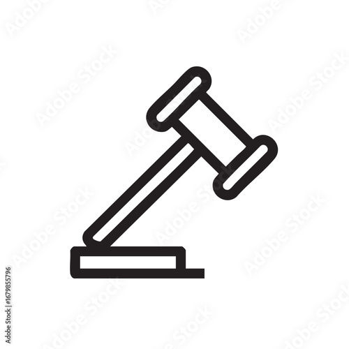 A simple line drawing of a judge's gavel.