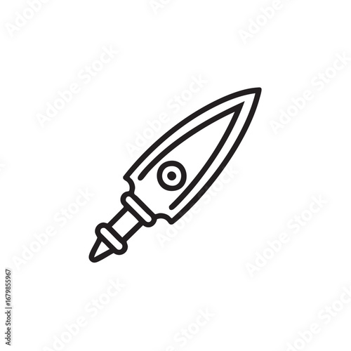 An outline icon of a rocket ship with wings.