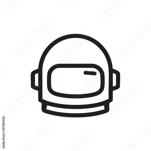 A line drawing of an astronaut helmet.