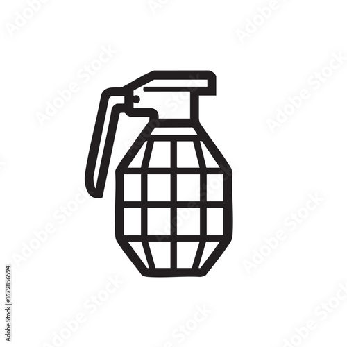 A simple line icon of a classic hand grenade.