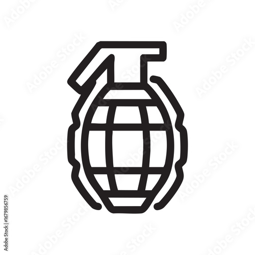 A line icon of a classic hand grenade.