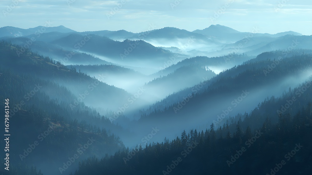 Obraz premium misty mountain and valley views