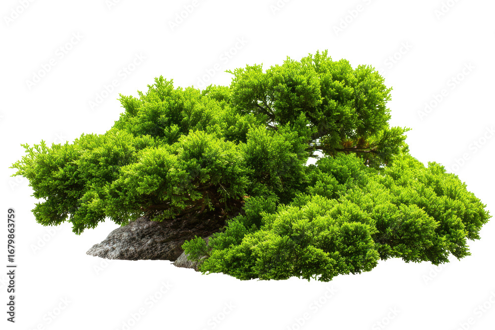 Obraz premium Green Bushy Shrub on Transparent Background for Garden Use