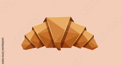 Geometric Croissant Illustration on Light Background.