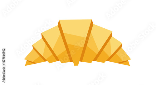 Geometric Croissant Illustration with Golden-Yellow Tones and Angular Design.