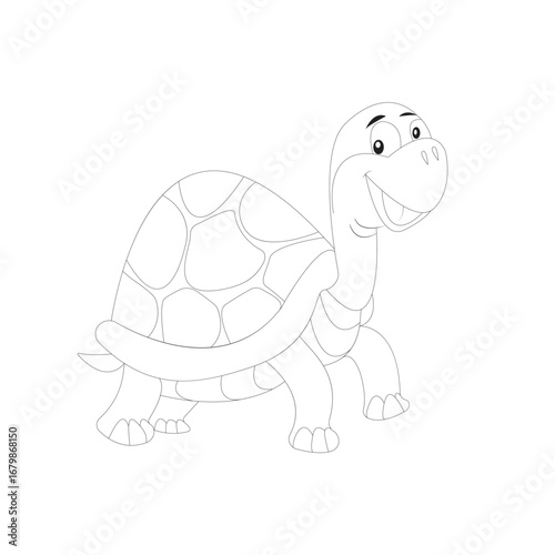Tortoise Coloring Page for Kids | Animal Line Art Illustration