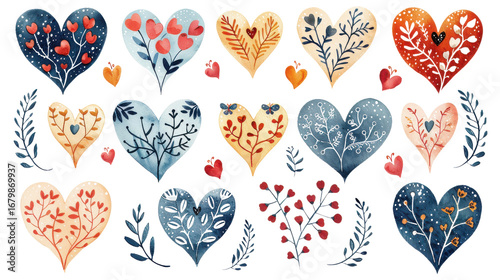 A romantic seamless pattern featuring a set of colorful hearts for a lovely Valentine's Day design