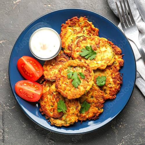 Zucchini fritters on a plate (1)