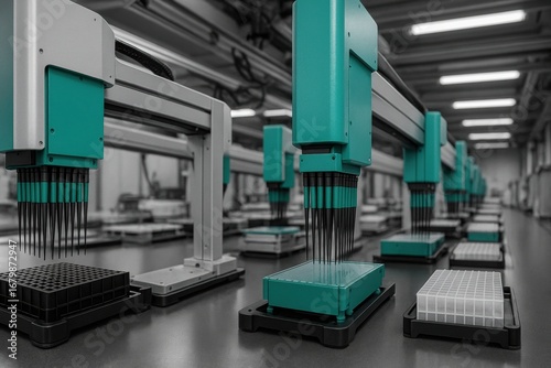 Wallpaper Mural Automated Liquid Handling Robots in a Laboratory Setting Torontodigital.ca