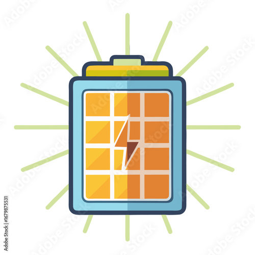 Solar Battery Icon Vector Renewable Power Storage