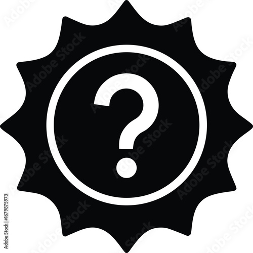 Black and white icon of a question mark, symbolizing inquiry or uncertainty.