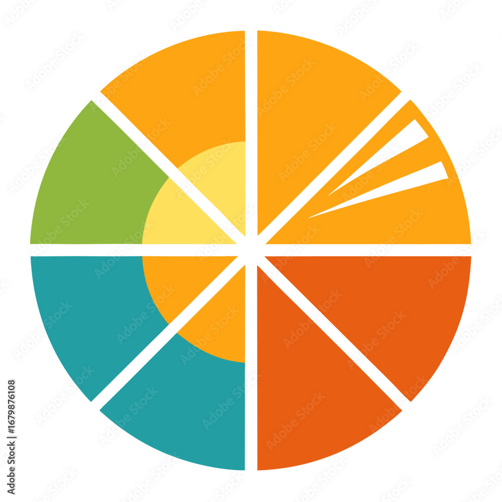 Obraz premium Solar Sun Pie Chart Icon Vector Renewable Concept