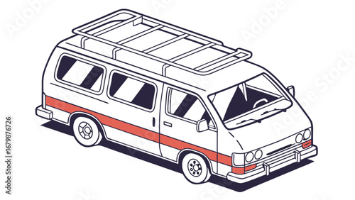 Vintage Van with Roof Rack Vector Illustration - Classic Transport