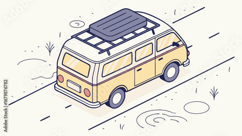 Vintage Camper Van on a Road Trip Adventure