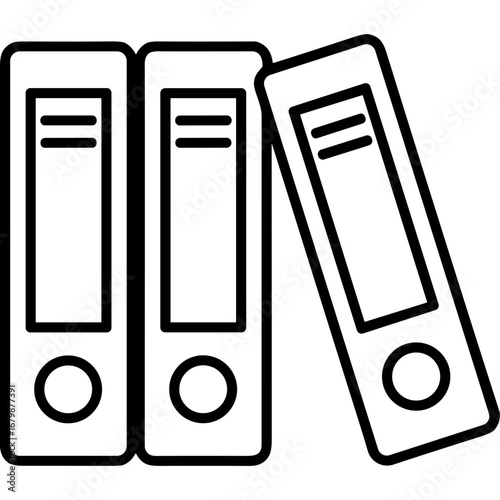 Three binders standing on their side in a minimal style  
