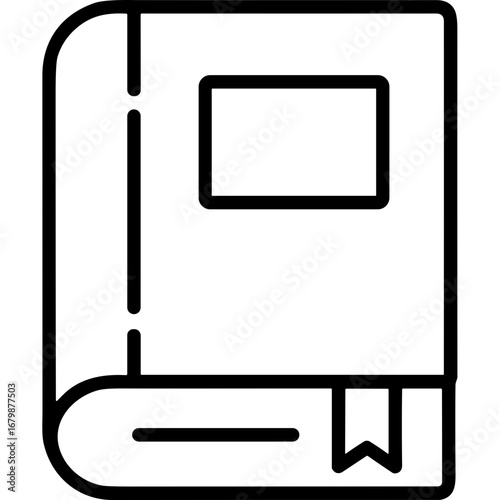 Outline icon of a book with bookmark on transparent background  