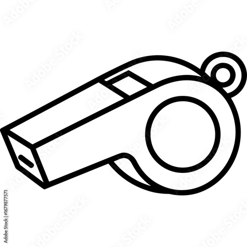 Outline icon of a whistle on a transparent background  