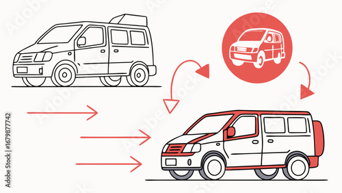 Conceptual illustration of a vehicle upgrade and redesign process
