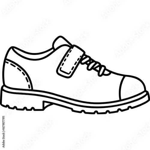 Outline of a simple shoe design with lace and velcro strap  