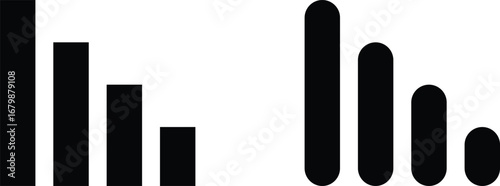 Signal Icon Set – Black Communication Bars, Mobile Network Strength, Wireless Connectivity Vector Illustration. Background is Transparent.