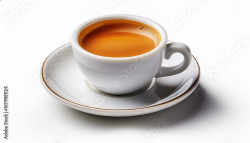 Wallpaper Mural fresh cup of espresso with a rich crema served in a white ceramic cup and saucer isolated on white background Torontodigital.ca