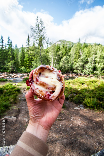Boler with raspberry jam, Mjonoy, Norway