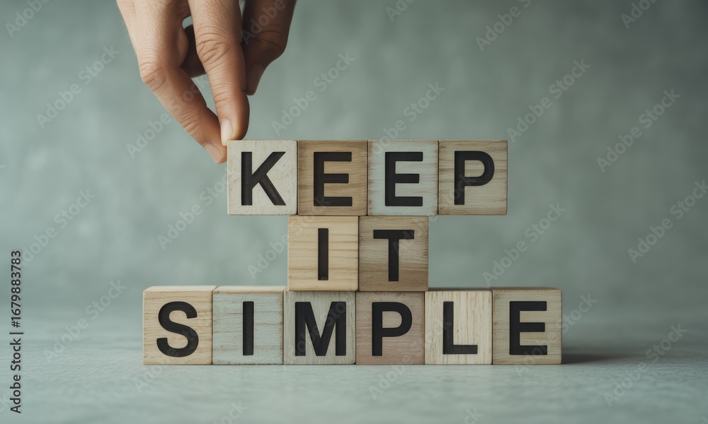 A hand places a wooden block, completing the phrase 