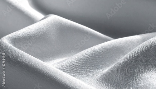 Silver Gray Cotton Sateen Fabric Texture with Soft Ripple Waves
