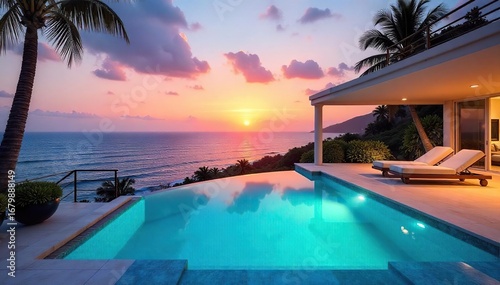 Luxury villa with private pool and stunning ocean views, perfect for a relaxing getaway Enjoy breathtaking sunsets and serene surroundings , tropical, design
