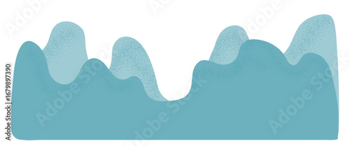Mountains, hills, wavy shapes, isolated on transparent background. Hand drawn flat vector illustration. Traditional Chinese, Korean, Japanese landscape design element, clip art