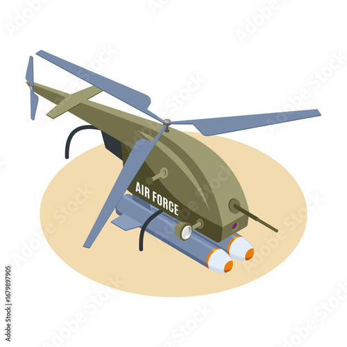 Military Drone Illustration Featuring Modern Air Force Technology Concept
