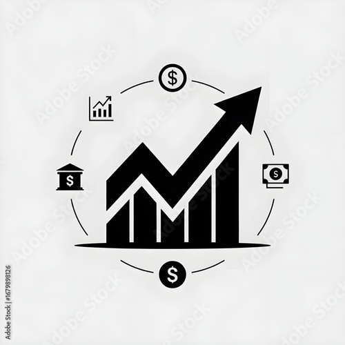 Financial Growth Graph with Dollar Sign and Rising Arrow
