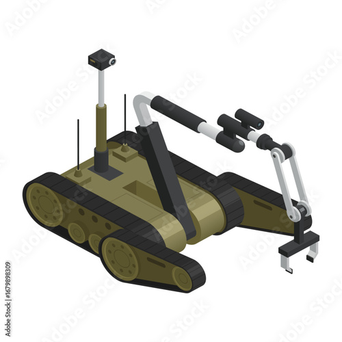 Isometric view of a military robot used for bomb disposal or reconnaissance