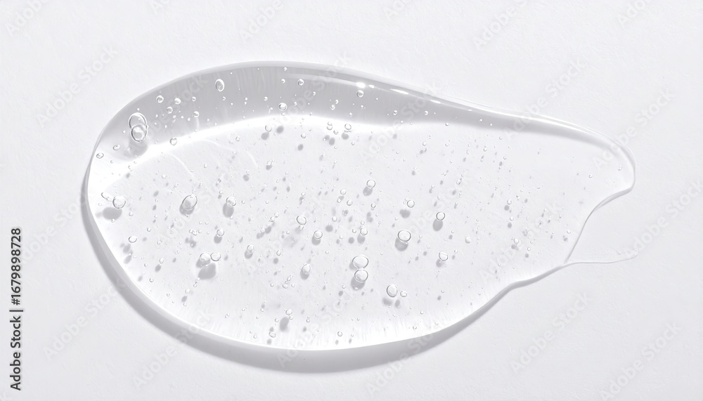 Fototapeta premium Clear Gel Smear with Tiny Bubbles on White Background