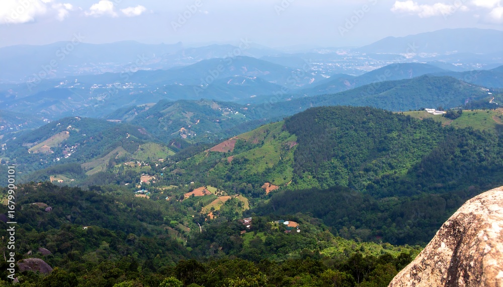 Fototapeta premium Mountain vista, hazy landscape